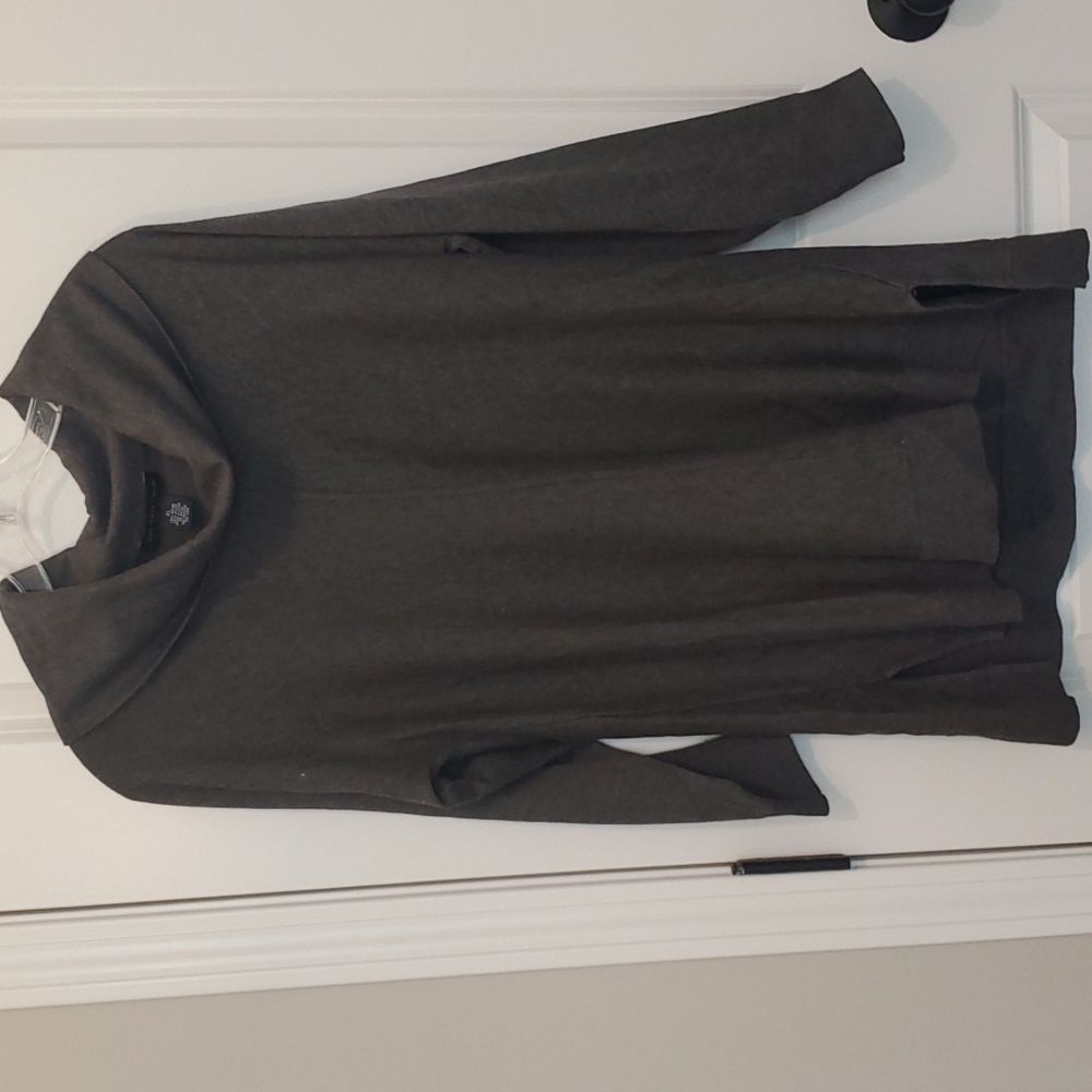 Joan Vass Gray Cowl Neck Tunic Sweater, XL.
